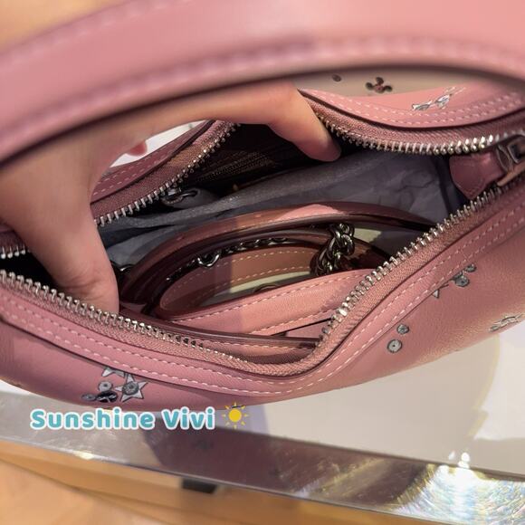 NWT Coach Carmen Mini Crossbody Bag With Star Print CCE63 DUSTY PINK MULTI - Picture 4 of 7